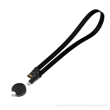 90cm Full Color Printing 3 in 1 Lanyard Usb Cable Charger Work for iPhone and Android and Usb-c